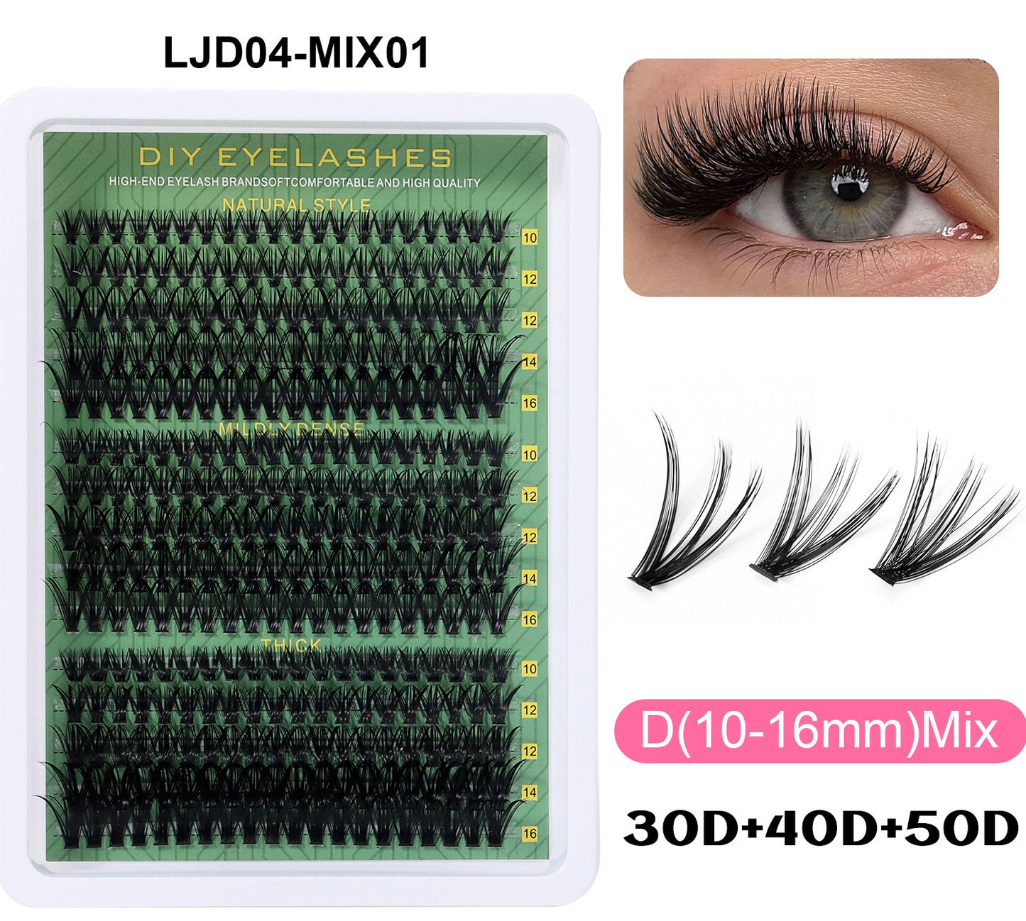 Premium Cluster Eyelash Extensions – Wispy Manga Style, Full Volume 3D Lash Set