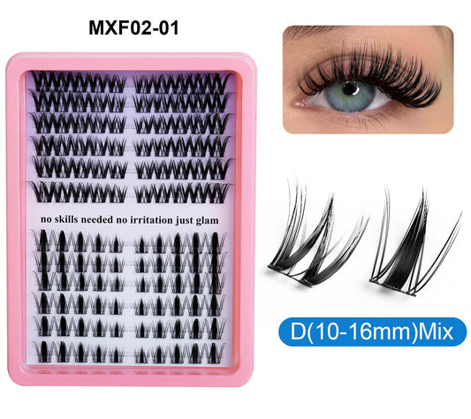 Premium Cluster Eyelash Extensions – Wispy Manga Style, Full Volume 3D Lash Set