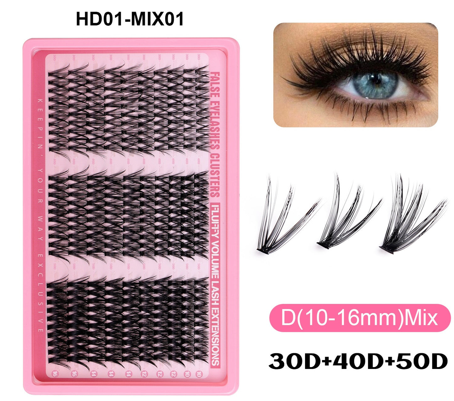 DIY Cluster Lash Extensions – Manga Style Wispy Lashes, Full Volume 3D, Customizable Lash Set
