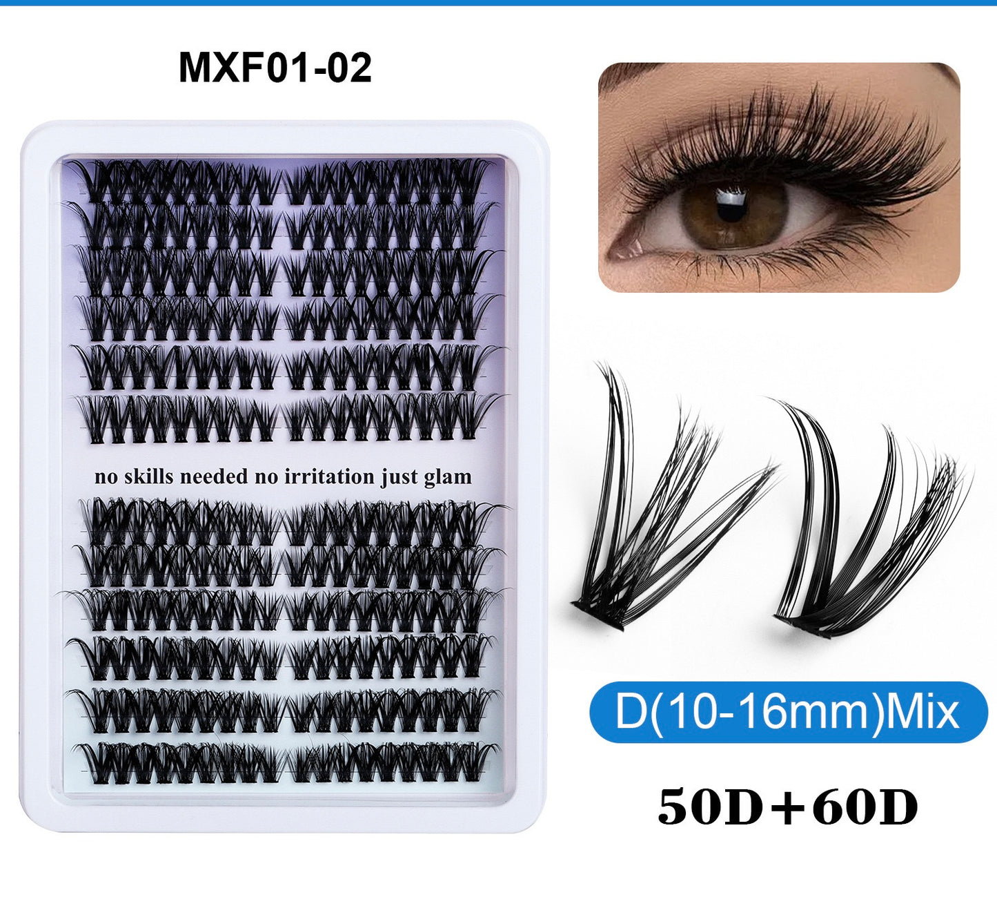 DIY Cluster Lash Extensions – Manga Style Wispy Lashes, Full Volume 3D, Customizable Lash Set